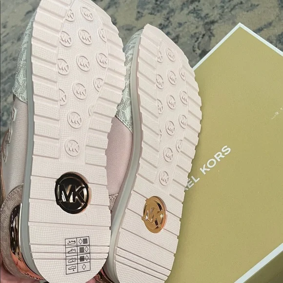 Michael Kors Women's Blush and Metallic Sneakers - Picture 5 of 7
